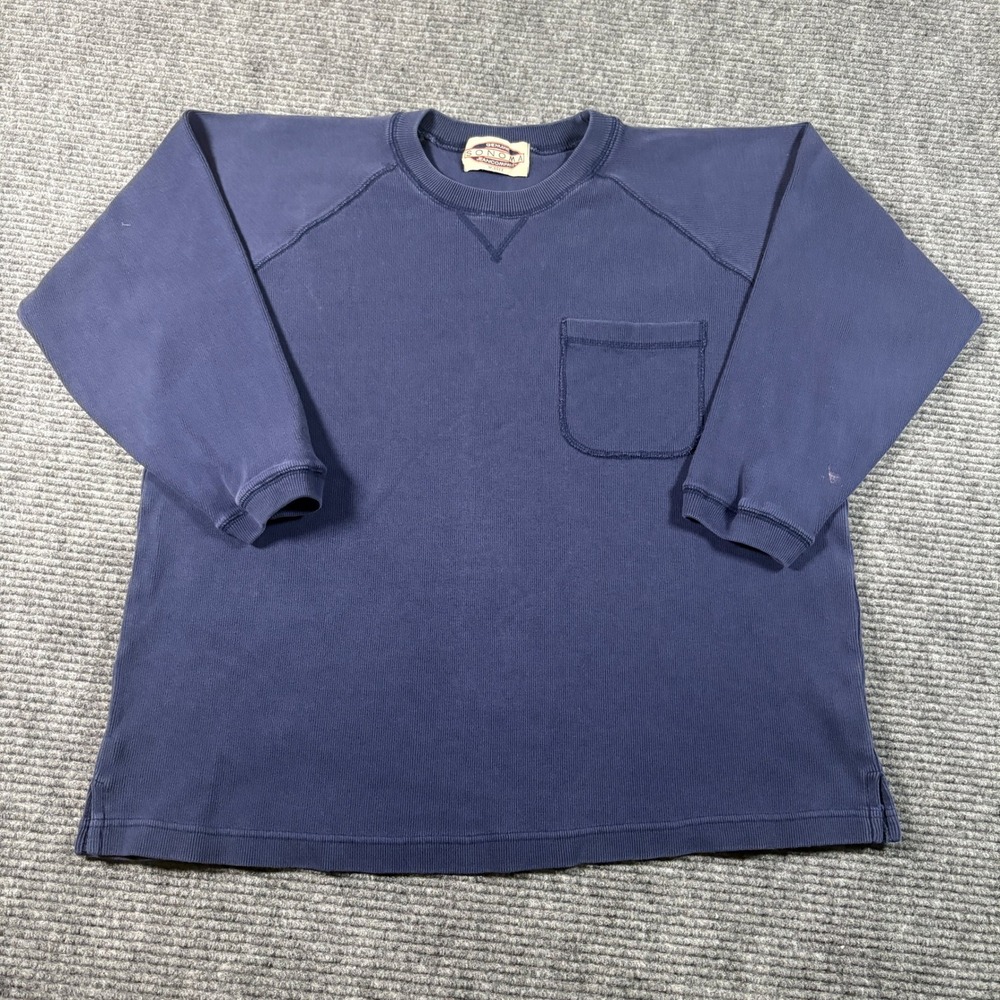 Sonoma Jean Company Mens Vintage Ribbed Knit Pullover Navy Blue Sweatshirt